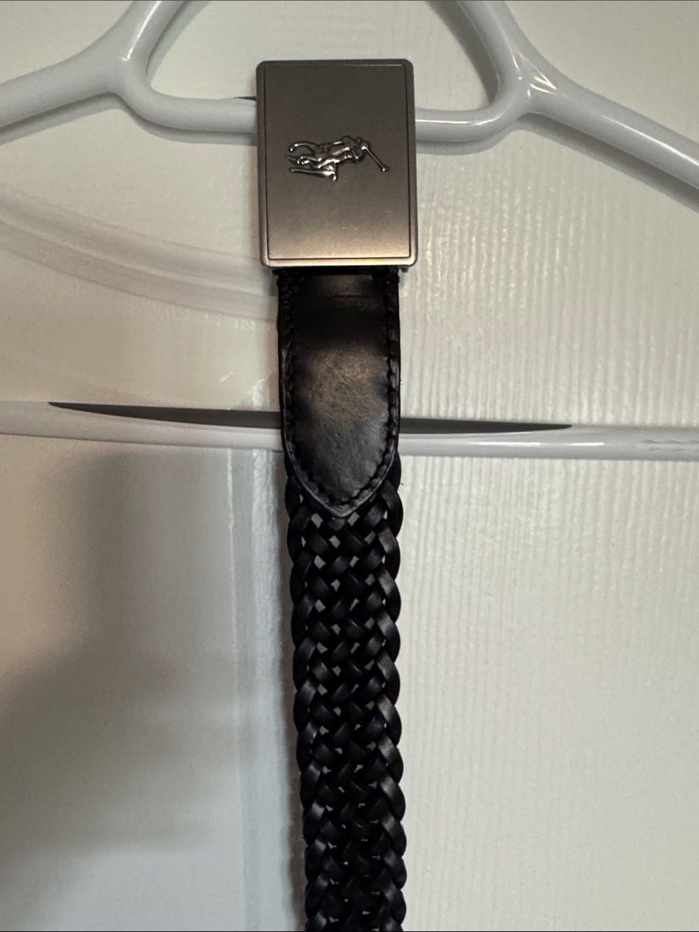 Polo by Ralph Lauren Black Braided Leather Belt with Silver-Tone Buckle size 36